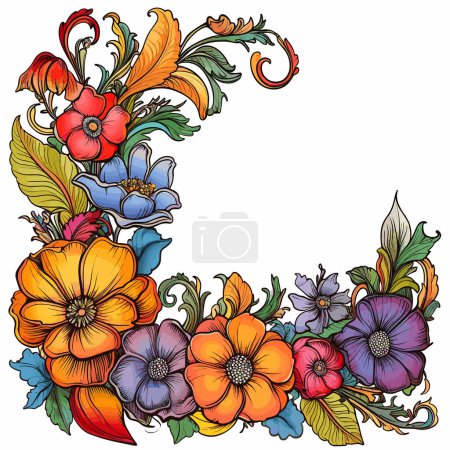 Téléchargez les illustrations : Cadre d'ornement circulaire vectoriel floral - en licence libre de droit