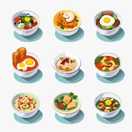 Food bowls set vector isometric isolated on white Poster 657180356
