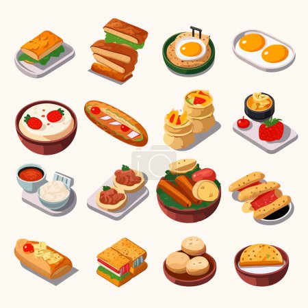 Simple food collection isometric isolated on white Poster 657180446