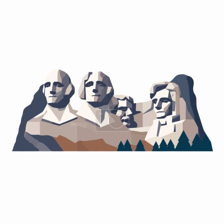 Téléchargez les illustrations : Vecteur du mont Rushmore isolé sur blanc - en licence libre de droit