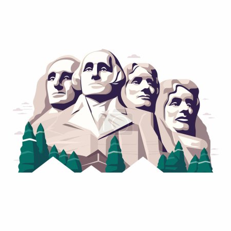 Ilustración de Vector Mount Rushmore aislado en blanco - Imagen libre de derechos