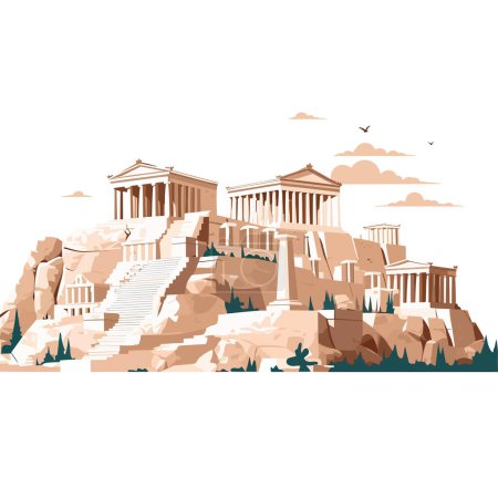 Ilustración de Acrópolis vector aislado en blanco - Imagen libre de derechos