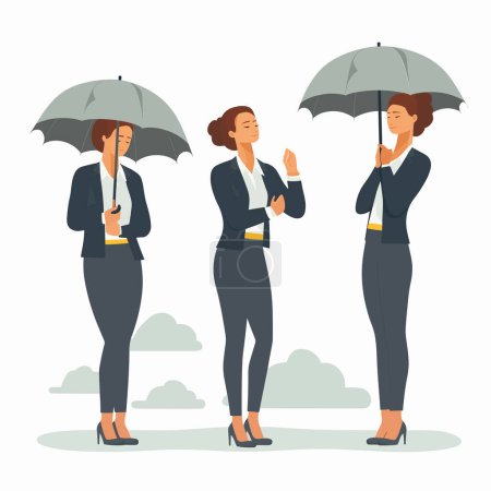 Illustration for Depressed woman in suit under umbrella vector isolated - Royalty Free Image