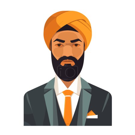 Illustration for Man in a suit wearing turban vector isolated - Royalty Free Image