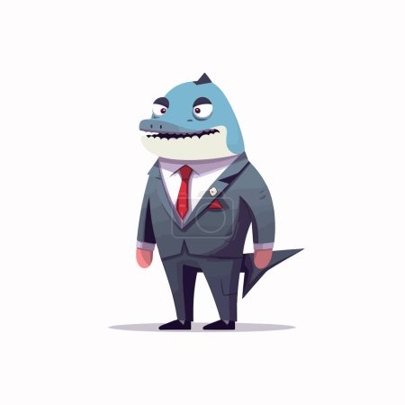 Illustration for Man in a suit with shark head vector isolated - Royalty Free Image