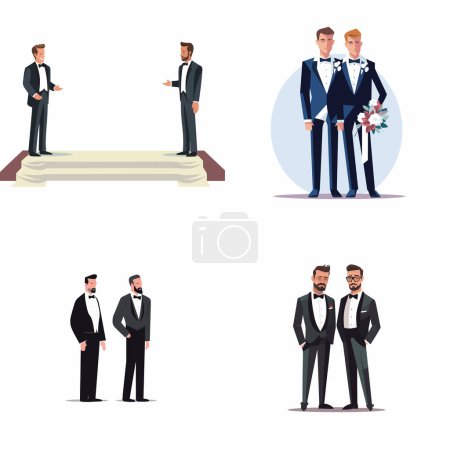 Illustration for Two man in a suit wedding vector isolated. Pride month - Royalty Free Image
