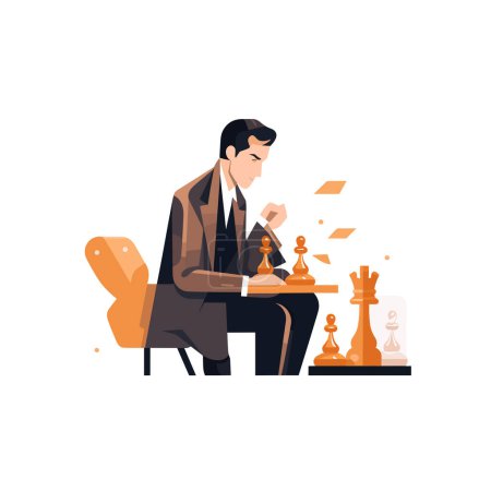 Ilustración de Persona en traje jugando vector de ajedrez aislado - Imagen libre de derechos