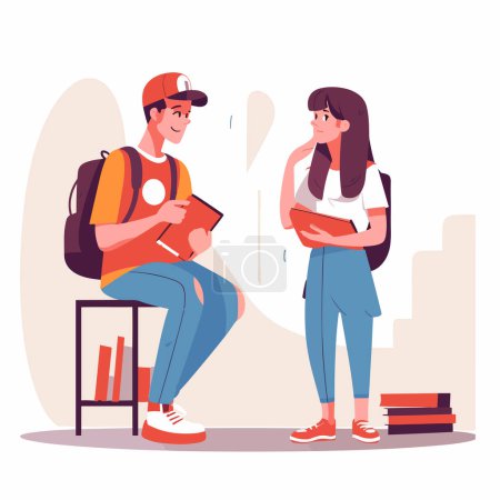 Illustration for Two students talking in the dorm vector isolated - Royalty Free Image