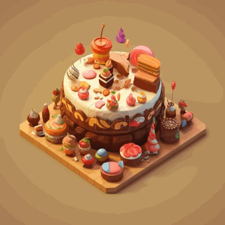 Téléchargez les illustrations : Illustration isométrique vectorielle du gâteau géant - en licence libre de droit