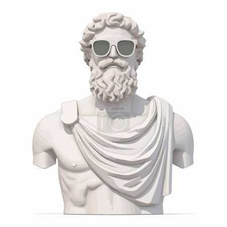 Griechische Statue mit Sonnenbrille isoliert