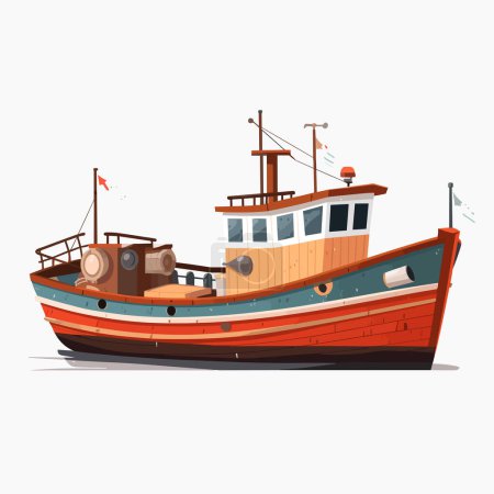 Ilustración de Pesca barco vector ilustración aislado - Imagen libre de derechos