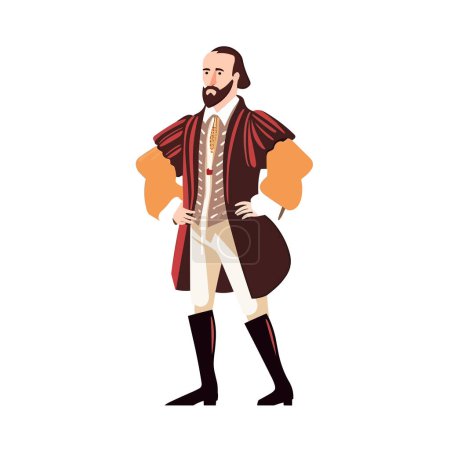 Téléchargez les illustrations : Illustration vectorielle William Shakespeare isolé - en licence libre de droit