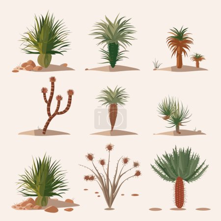 Illustration for Desert vegetation vector set isolated on white - Royalty Free Image