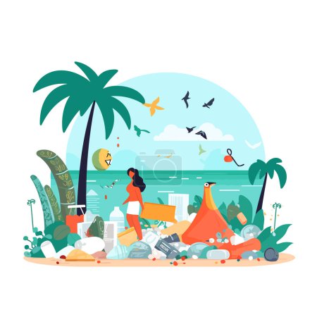 Illustration for Plastic pollution vector flat minimalistic isolated - Royalty Free Image