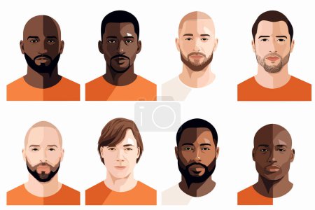 Téléchargez les illustrations : Soins de la peau et diversité Portrait d'homme avec une illustration isolée unique - en licence libre de droit