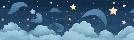 Téléchargez les illustrations : Nuages nuit étoile filante unique texture vecteur isolé illustration - en licence libre de droit