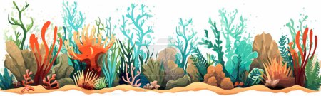 Illustration for Bustling coral reef vector simple 3d smooth cut and isolated illustration - Royalty Free Image