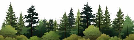 Téléchargez les illustrations : Dense forêt de pins vecteur 3d simple coupe lisse et illustration isolée - en licence libre de droit