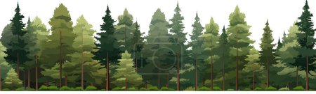 dense pine forest vector simple 3d smooth cut and isolated illustration
