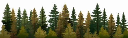 Ilustración de Vector denso bosque de pino simple 3d corte suave e ilustración aislada - Imagen libre de derechos