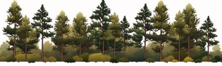 Ilustración de Vector denso bosque de pino simple 3d corte suave e ilustración aislada - Imagen libre de derechos