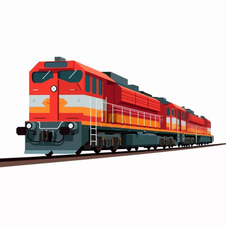 Illustration for Freight Train with Cargo vector flat isolated illustration - Royalty Free Image