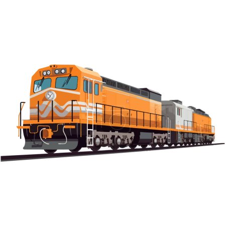 Illustration for Freight Train with Cargo vector flat isolated illustration - Royalty Free Image