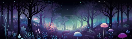 forêt mystique avec des plantes bioluminescentes vecteur illustration isolée