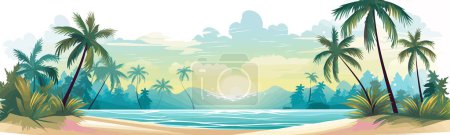 Illustration for Secluded beach with turquoise waters vector simple isolated illustration - Royalty Free Image