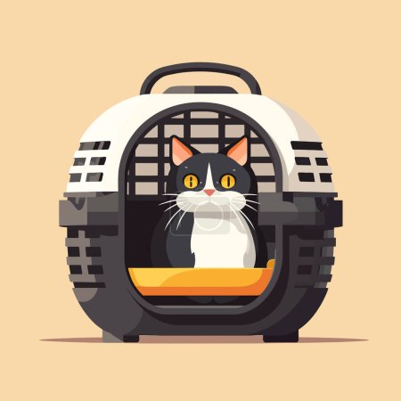 Illustration for Cat in carrier vector flat minimalistic isolated illustration - Royalty Free Image