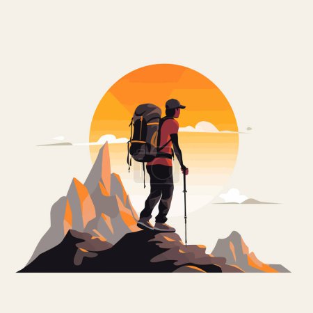 Illustration for Hiking vector flat minimalistic asset isolated illustration - Royalty Free Image