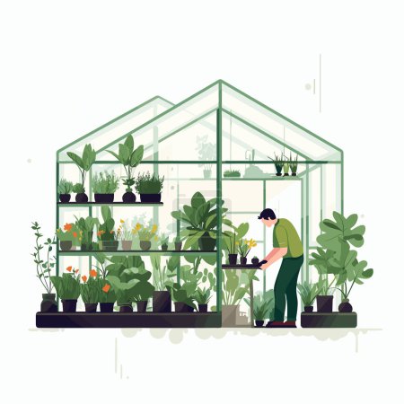 Greenhouse cultivation vector flat minimalistic isolated illustration