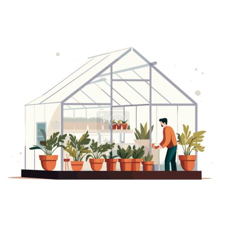 Greenhouse cultivation vector flat minimalistic isolated illustration