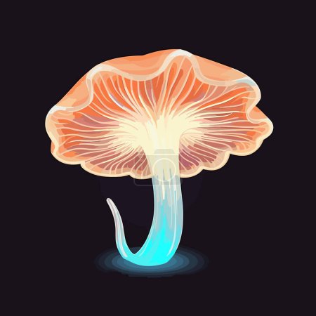 Téléchargez les illustrations : Illustration isolée plate de vecteur de champignon bioluminescent - en licence libre de droit