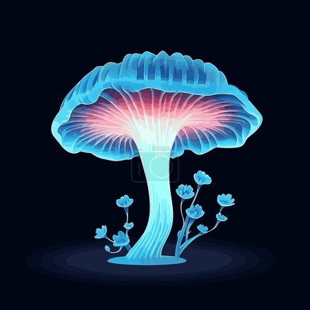 Illustration for Bioluminescent mushroom vector flat isolated illustration - Royalty Free Image