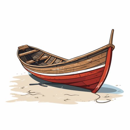 altes Boot am Strand Vektor flache minimalistische isolierte Illustration