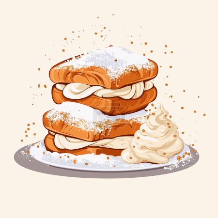 Ilustración de Pasteles con vector de azúcar en polvo ilustración plana aislada - Imagen libre de derechos