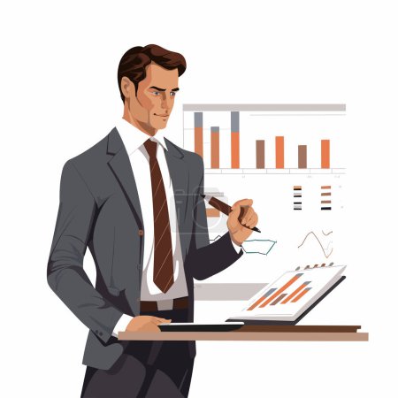 Illustration for Accounting man in suit vector flat minimalistic isolated illustration - Royalty Free Image