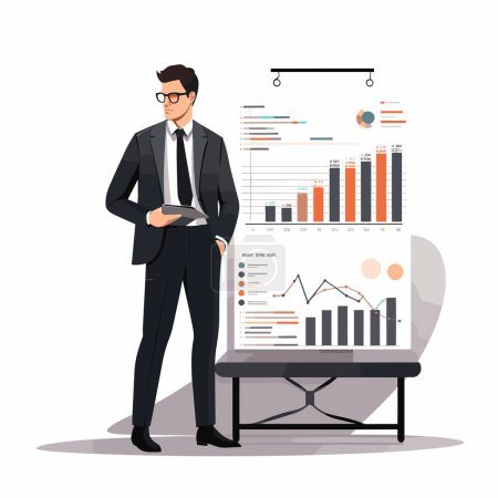 Illustration for Accounting man in suit vector flat minimalistic isolated illustration - Royalty Free Image