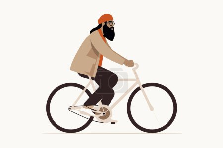 Illustration for Man on bicicle vector flat minimalistic isolated illustration - Royalty Free Image