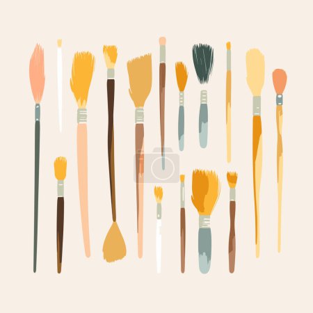 Illustration for Watercolor brushes set vector flat minimalistic isolated illustration - Royalty Free Image