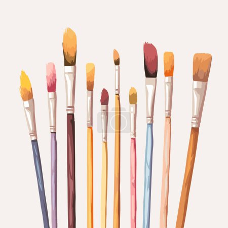Illustration for Watercolor brushes set vector flat minimalistic isolated illustration - Royalty Free Image