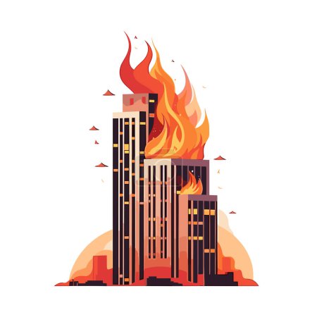 Téléchargez les illustrations : Gratte-ciel sur vecteur de feu plat minimaliste illustration isolée - en licence libre de droit