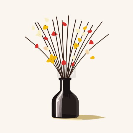 Ilustración de Botella de aceite de aroma con ilustración plana de vectores de palo aislado - Imagen libre de derechos