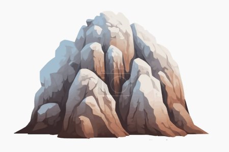 Téléchargez les illustrations : Grand vecteur de roche plat minimaliste illustration isolée - en licence libre de droit