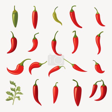 Ilustración de Rojo chile picante conjunto vector plano aislado ilustración - Imagen libre de derechos