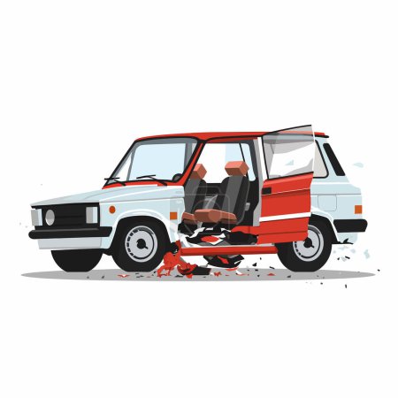 Illustration for Crashed destroyed generic car vector flat isolated illustration - Royalty Free Image