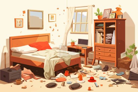 messy room vector flat minimalistic isolated illustration
