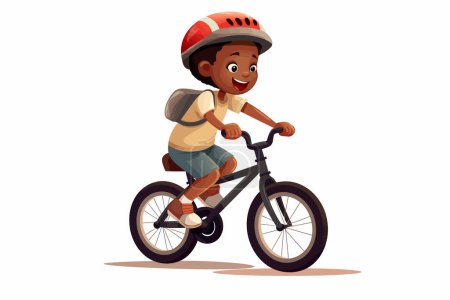 schwarz Kind Reiten Fahrrad Vektor flach isoliert Illustration