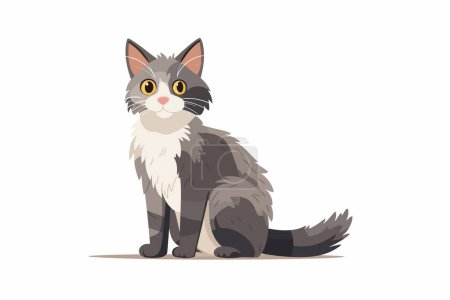 Téléchargez les illustrations : Sans-abri chat vecteur plat minimaliste isolé illustration - en licence libre de droit